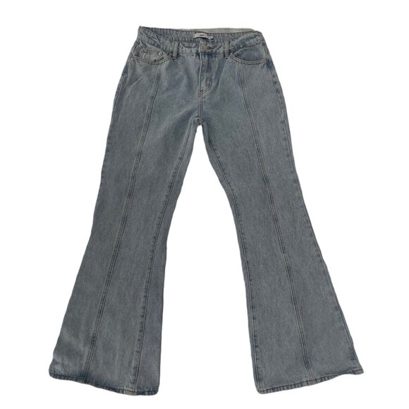 Adika Light Wash Front Seam Flare Jeans with Star Back Pockets Size Large - Picture 6 of 7